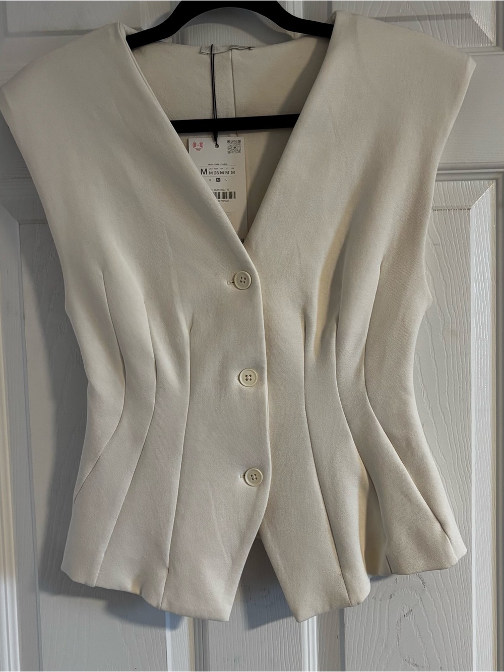 Zara Cream Tailored Sleeveless Button Vest